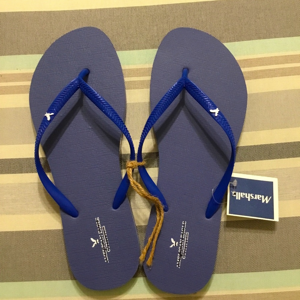 NEW American Eagle Outfitters Blue icon, logo, flip-flops rubber thong sandal